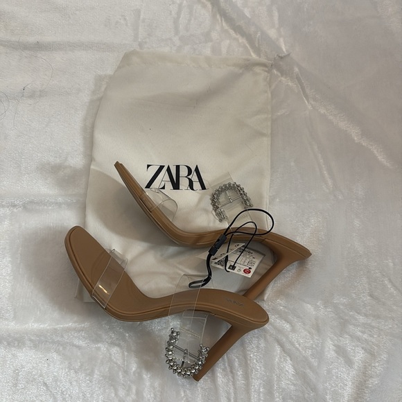 Zara Tan Heels with Clear Straps - Picture 2 of 6